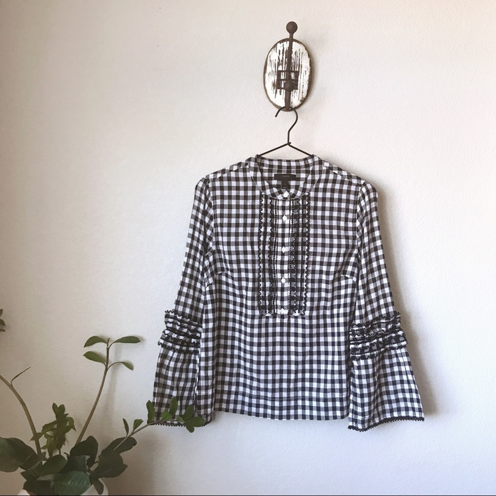 J. Crew women’s size 0 gingham long sleeve top